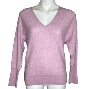 Tahari Pink V-Neck 100% Cashmere Sweater Size Medium